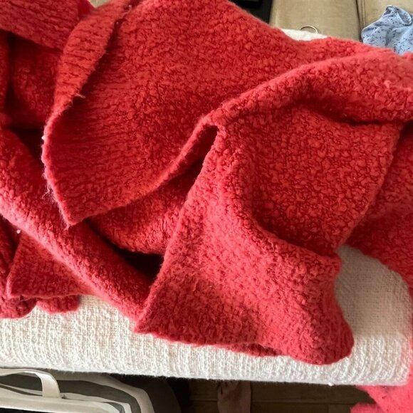 Anthropologie Fuzzy‎ Nubby Alpaca Blend Clayton Sweater V-Neck Oversized Pink XS - Picture 7 of 9